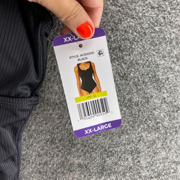 New Anne Cole Swim Suit Women 2XL Black Push Up Lined Sleeveless Wide Strap - Picture 5 of 8